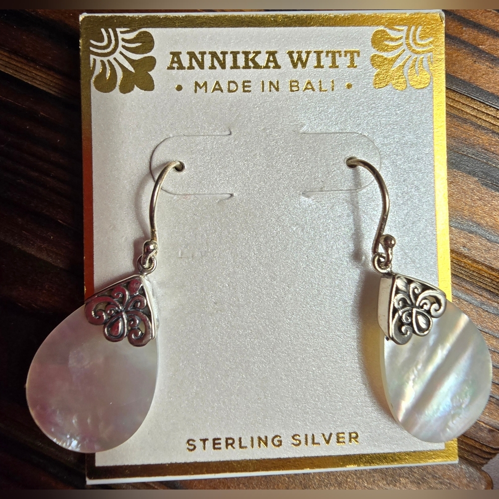 Annika Witt teardrop-shaped earrings sterling silver and mother of pearl! - Picture 8 of 8